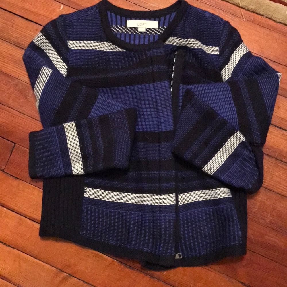 Blue and Black LOFT Sweater Blazer